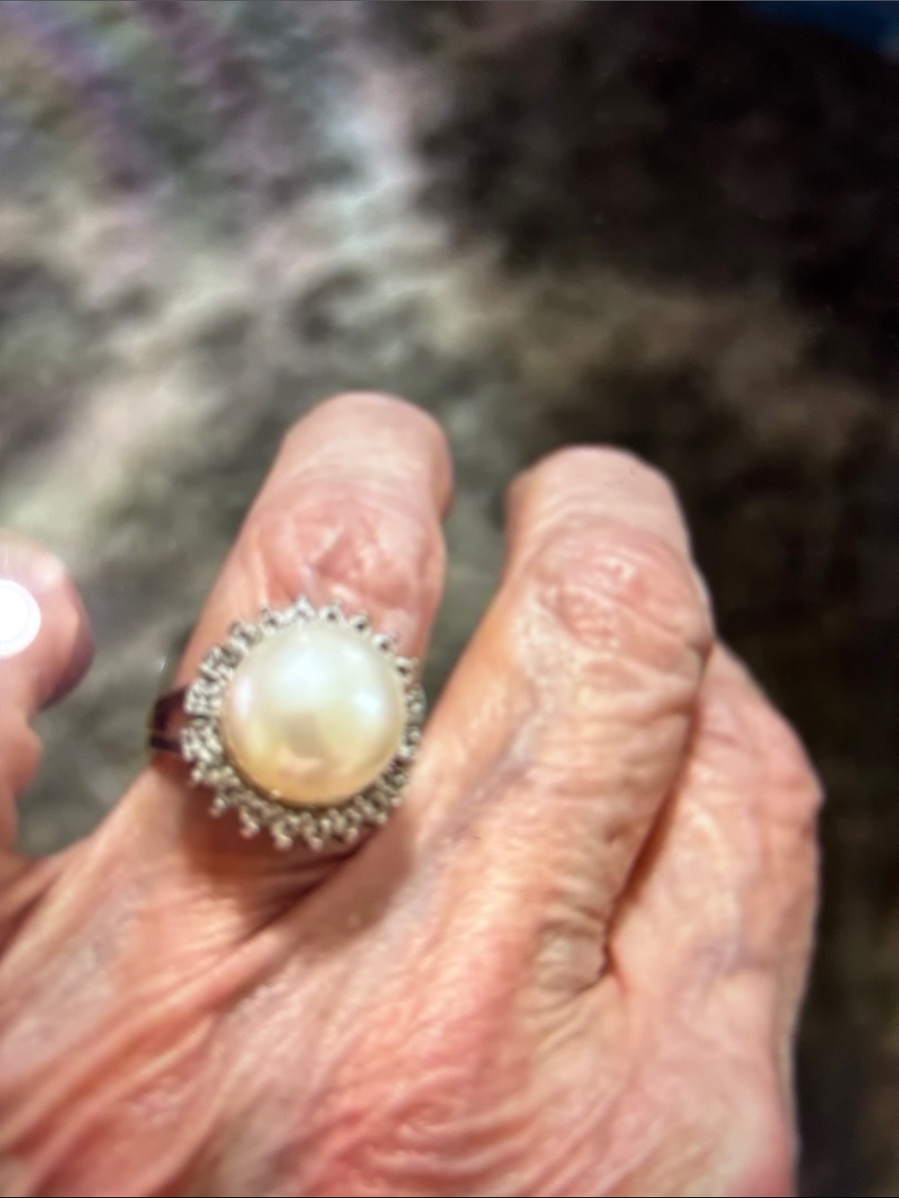 JTV Pearl Halo Ring with Sparkling Accent Stones